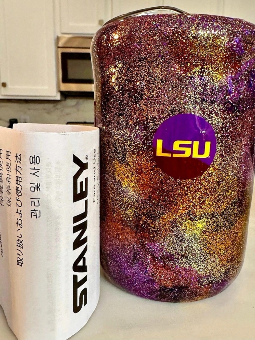 Stanley handcrafted LSU Glitter Tumbler